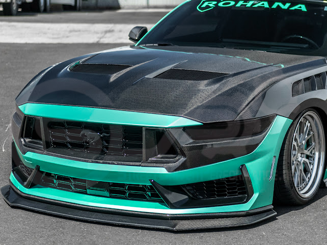 2024-Up Ford Mustang S650 Dark Horse | CARBON FIBER Front Upper Grille Insert Trim Pair