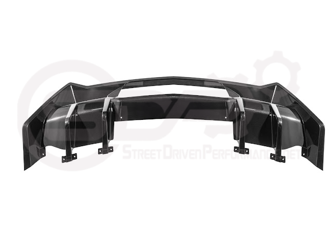 2023-UP CORVETTE C8 Z06 | GLOSSY BLACK REAR BUMPER FINNED DIFFUSER