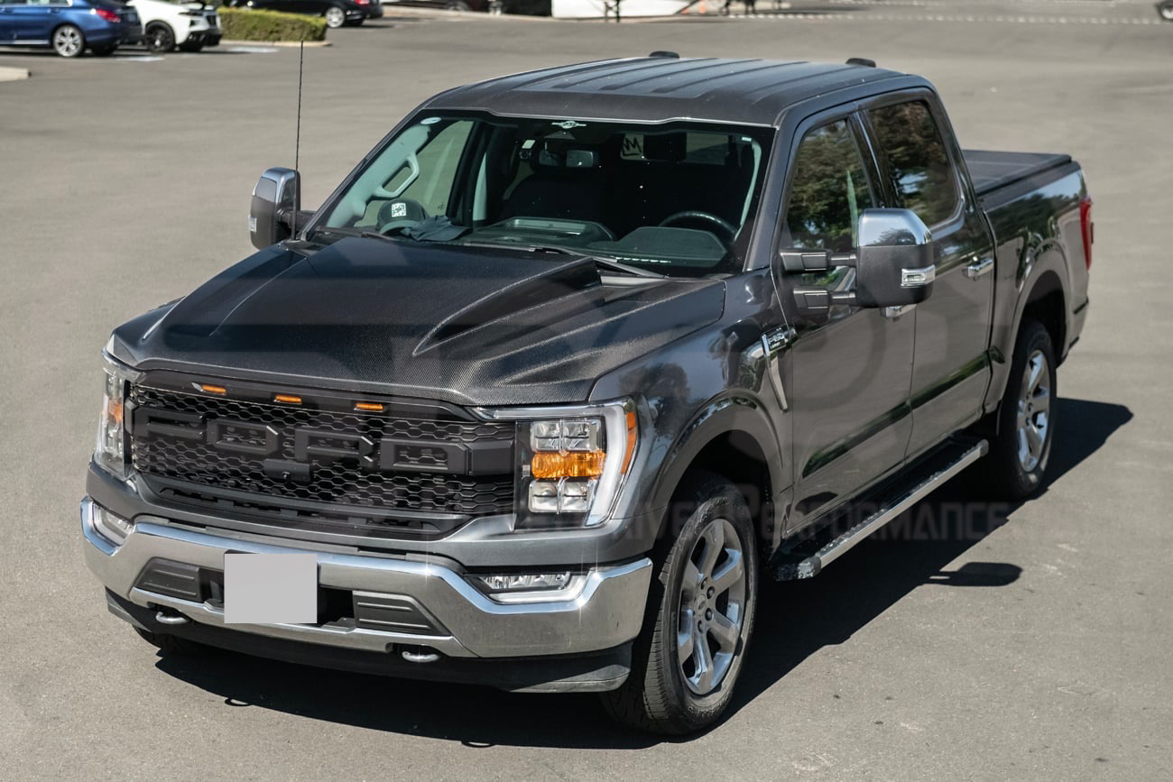 2021-UP FORD F-150 | SDP PERFORMANCE STYLE CARBON FIBER FRONT COWL HOOD