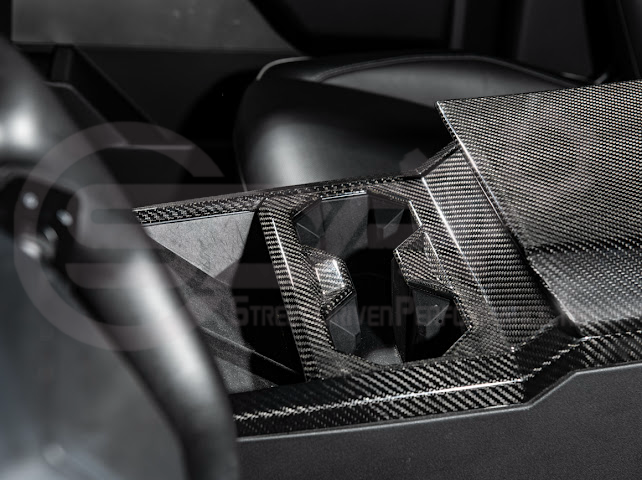 2024-Up Tesla Cybertruck | Interior DRY Carbon Fiber Center Cup Holder Trim Cover