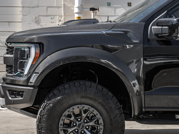 2021-UP F-150 RAPTOR | FACTORY STYLE CARBON FIBER SIDE FENDER FLARES REPLACEMENT (FRONT AND / OR REAR)