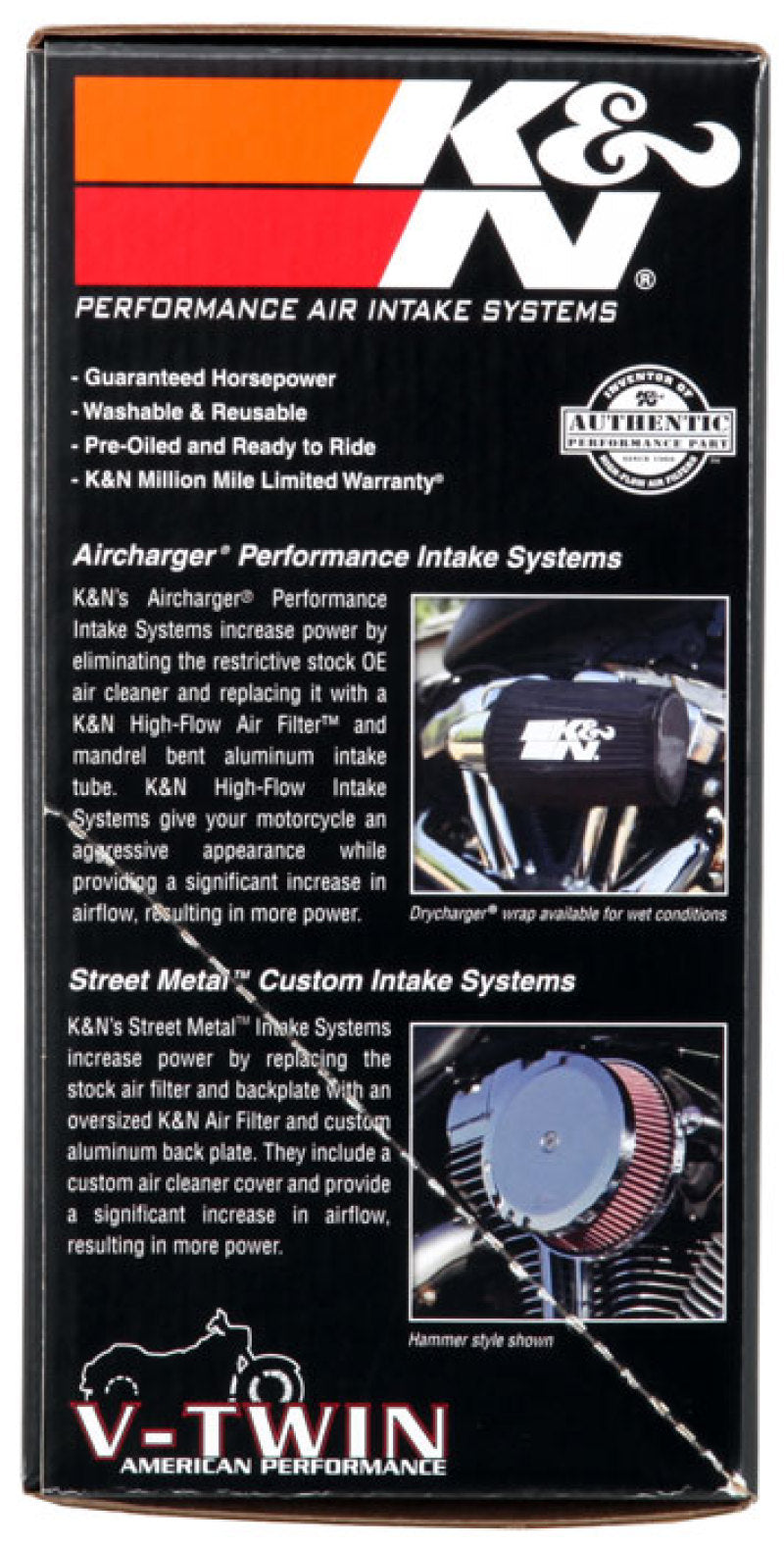 K&N  Harley-Davidson Dyna Wide Glide 103 CI Street Metal Intake System-Hammer