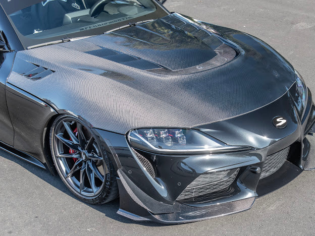 2020-UP TOYOTA SUPRA A91 CARBON FIBER FRONT SPLITTER LIP GROUND EFFECTS (2 PEICE)