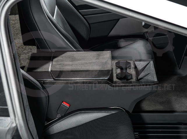 2024-Up Tesla Cybertruck | Interior DRY Carbon Fiber Armrest Trim Cover (Copy)