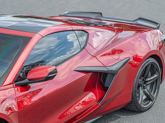 2020+ CHEVROLET CORVETTE C8 Z06/ E-RAY | CARBON FIBER SIDE FENDER VENT DOOR HANDLE TRIM PAIR