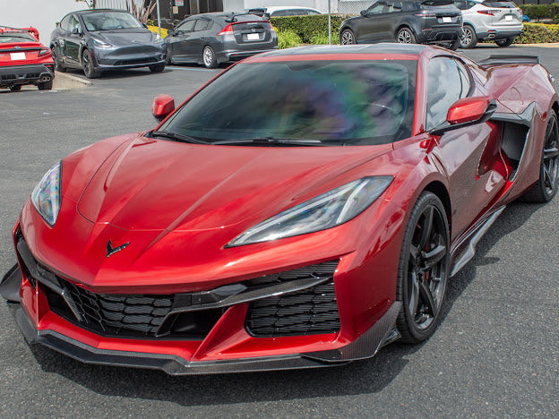 2023+ CHEVROLET CORVETTE C8 Z06 & E-RAY | Z07 PERFORMANCE PACKAGE CARBON FIBER LIP SPLITTER GROUND EFFECTS WITH CANARDS