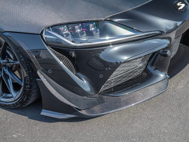 2020-UP TOYOTA SUPRA A91 CARBON FIBER FRONT SPLITTER LIP GROUND EFFECTS (2 PEICE)