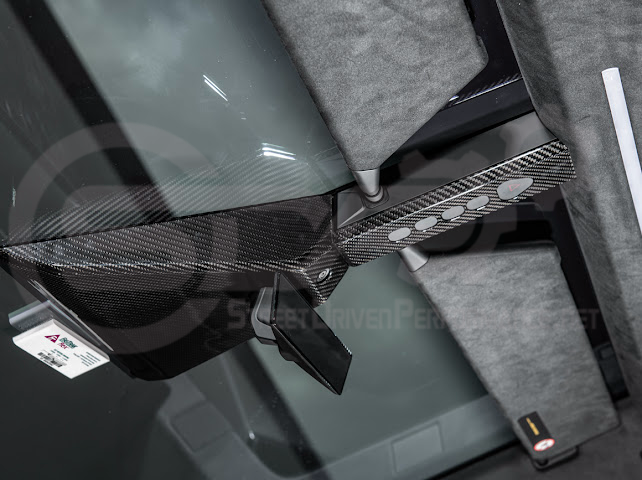 2024-Up Tesla Cybertruck | Interior DRY Carbon Fiber Rear View Mirror Upper Trim Cover
