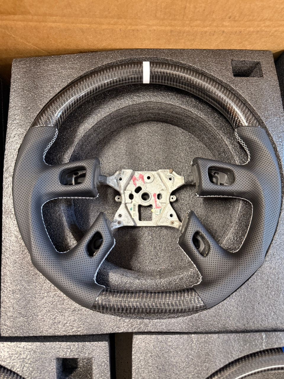 NBS Truck, SUV, TBSS Trailblazer, H2 Hummer - Carbon Fiber Steering Wheel with Perforated Leather (IN STOCK READY TO SHIP)