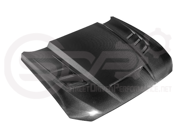 2018-2023 FORD MUSTANG S550 | TERMINATOR STYLE CARBON FIBER FRONT AIR VENTED HOOD