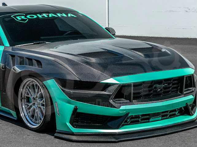 2024-Up Ford Mustang S650 Dark Horse | CARBON FIBER Front Upper Grille Insert Trim Pair