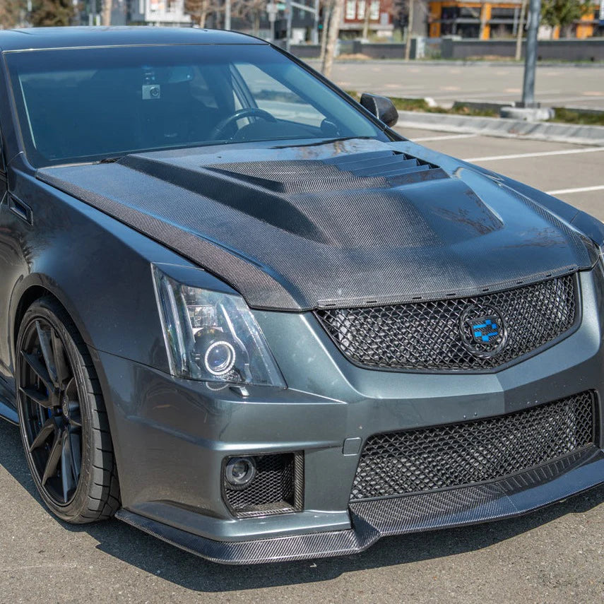 2009-2015 Cadillac CTS-V V2 SDP Aggressive Style Carbon Fiber Hood with Vents