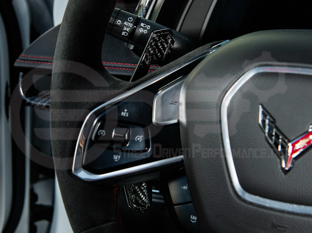 2020-UP CHEVROLET CORVETTE C8 | Lamborghini Style CARBON FIBER Steering Wheel Paddle Shifters