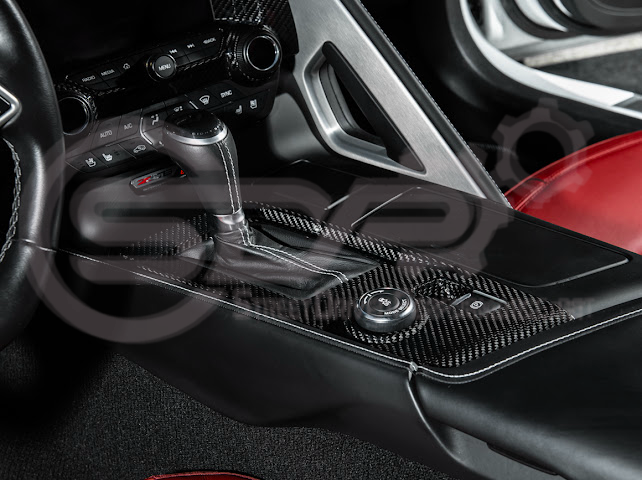 2014-2019 CHEVROLET CORVETTE C7 | FACTORY STYLE DRY CARBON FIBER CENTER CONSOLE SHIFTER TRIM PLATE COVER OVERLAY