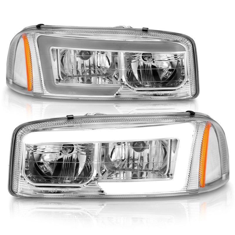 ANZO 99-17 GMC Sierra/Denali Headlights Chrome Amber (w/C Light Bars)