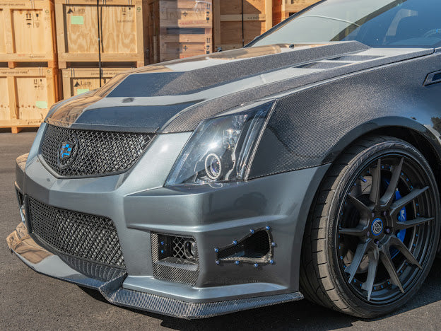 2009-2015 Cadillac CTS and CTS-V V2 | Carbon Fiber Hood Trim Molding Replacement
