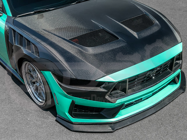 2024-Up Ford Mustang S650 Dark Horse | CARBON FIBER Front Upper Grille Insert Trim Pair