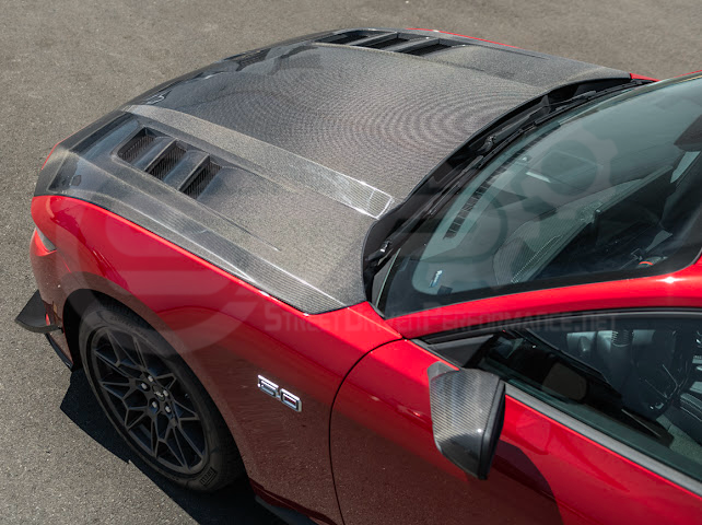 2024-Up Ford Mustang S650 | Terminator Style CARBON FIBER Front Vented Hood