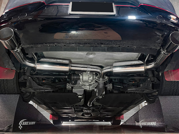 2019-Up Mazda 3 Hatchback | T-304 Dual Muffler Axle Back Burnt Tips Exhaust
