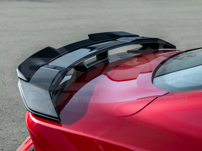 2024-UP FORD MUSTANG | DARKHORSE STYLE GLOSSY BLACK REAR TRUNK LID GURNEY FLAP WICKERBILL WING SPOILER