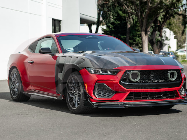2024-Up Ford Mustang S650 | GTV Style GLOSSY BLACK Add-On Front Lip Splitter Ground Effects