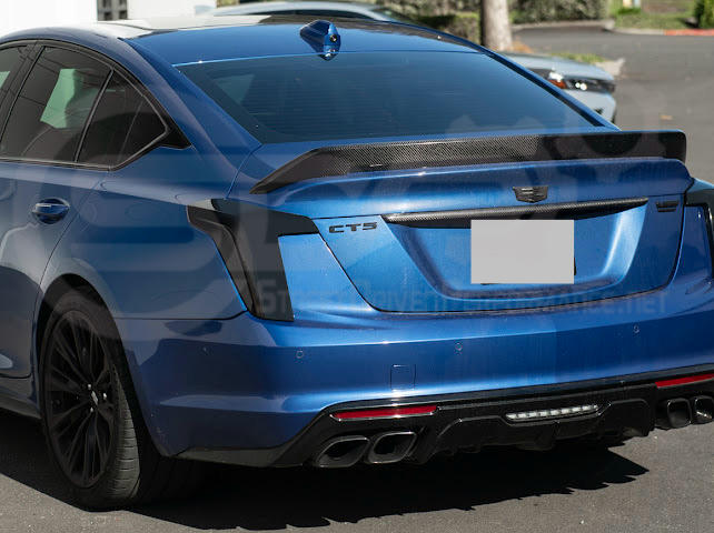 2020-Up Cadillac CT5 & CT5-V | SMOKE TINTED Rear Tail Light Trim Bezel Cover Pair