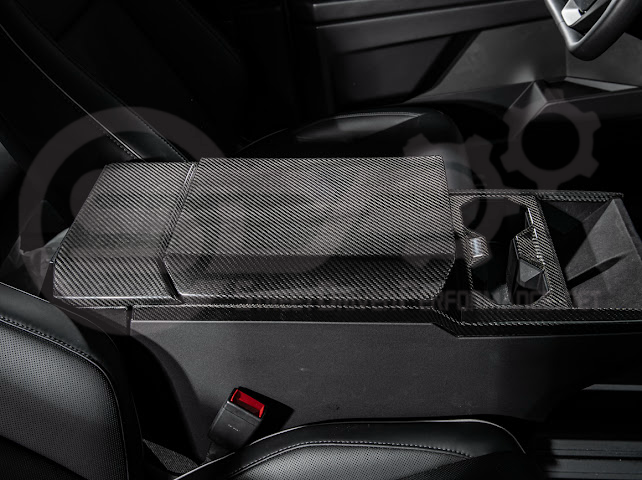 2024-Up Tesla Cybertruck | Interior DRY Carbon Fiber Armrest Trim Cover (Copy)