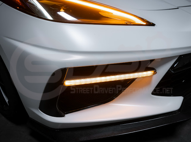 2020-UP CORVETTE C8 STINGRAY & Z51 | SEQUENTIAL FRONT GRILLE LED DRL LIGHT BAR BEZEL INSERTS PAIR