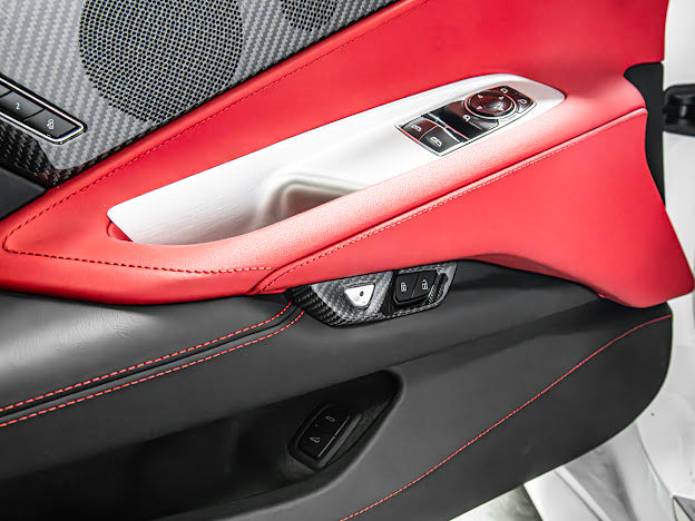 2020+ CHEVROLET CORVETTE C8 CARBON FIBER SIDE DOOR INTERIOR CONTROL BUTTON TRIM COVER