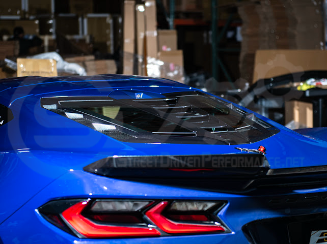 2020+ CORVETTE C8 ALL MODELS | ZR1 STYLE CARBON FLASH REAR WINDOW HATCH VENT LOUVER COVER
