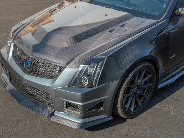 2009-2015 Cadillac CTS and CTS-V V2 | Carbon Fiber Hood Trim Molding Replacement