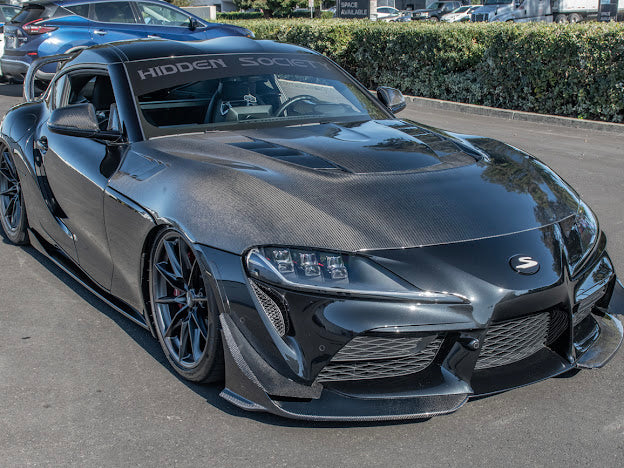 2020-UP TOYOTA SUPRA A91 CARBON FIBER FRONT SPLITTER LIP GROUND EFFECTS (2 PEICE)