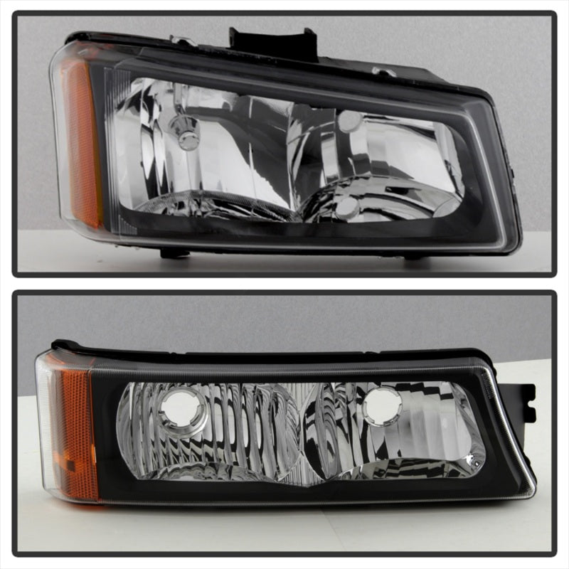 xTune Chevy Silverado 2500HD 03-06 Crystal Headlights w/ Bumper Lights Black HD-JH-CSIL03-AM-BK-SET