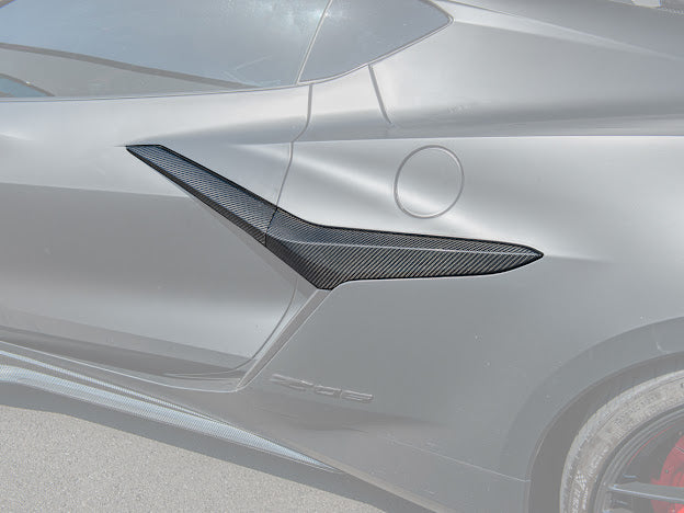 2023+ CORVETTE C8 E-RAY / Z06 | CARBON FIBER SIDE FENDER VENT DOOR TRIM REPLACEMENT PAIR