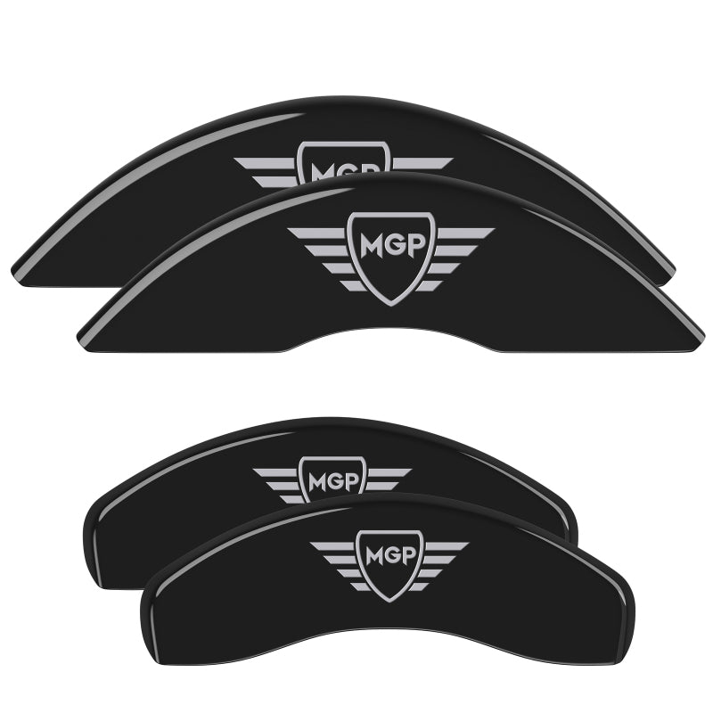 MGP 4 Caliper Covers Engraved Front & Rear MGP Black Finish Silver Char 2018 Jeep Wrangler