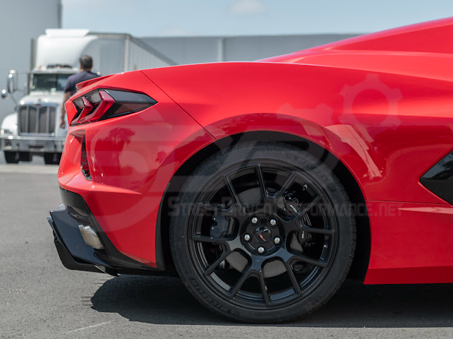 2020-UP CHEVROLET CORVETTE C8 GLOSSY BLACK REAR *ADD-ON*  BUMPER DIFFUSER