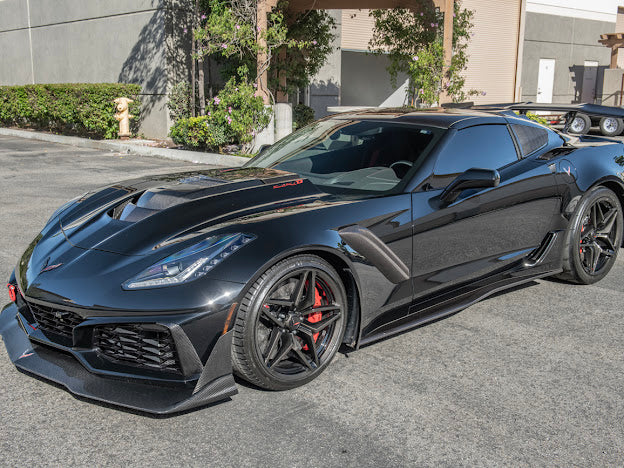 2019 CHEVROLET CORVETTE C7 ZR1 CARBON FIBER FRONT BUMPER VENT BROWS INSERTS (PAIR)