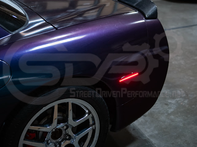 1997-2004 Chevrolet Corvette C5 | Rear Bumper Clear / Red / Black Lens Red LED Side Marker Lights Pair