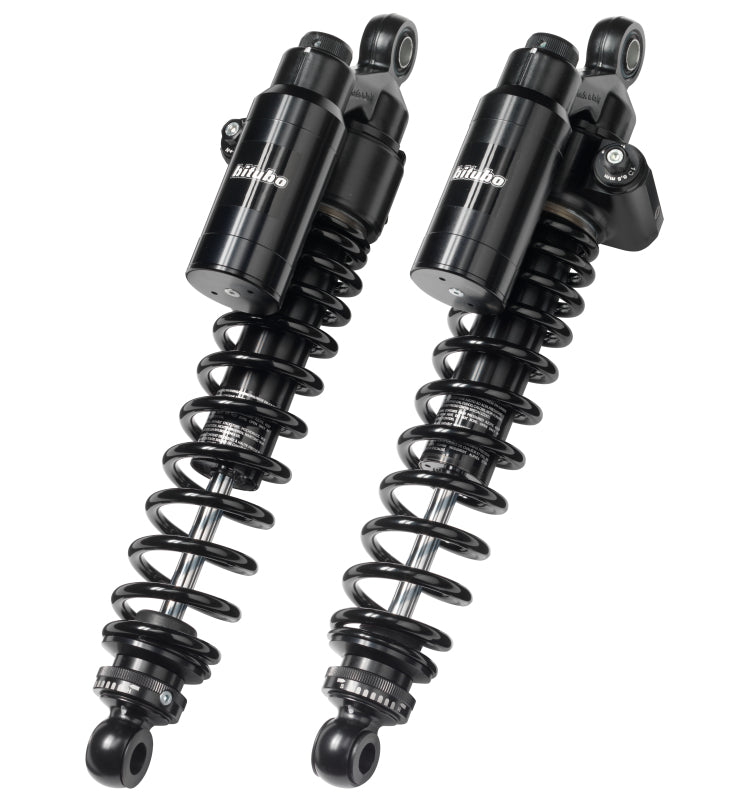 Bitubo WMT2 Twinshocks Adj.: Spring Preload, Reb., Comp., Length 360mm, Piggyback Tank Dark Edition