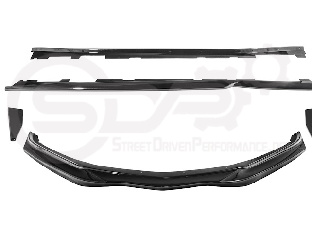 2016-2024 Camaro SS & 2019-2024 Chevrolet Camaro LT / LS / RS Models | SDP T6 Style GLOSSY BLACK Front Lip Splitter Side End Cap & Side Skirts Aero Kit