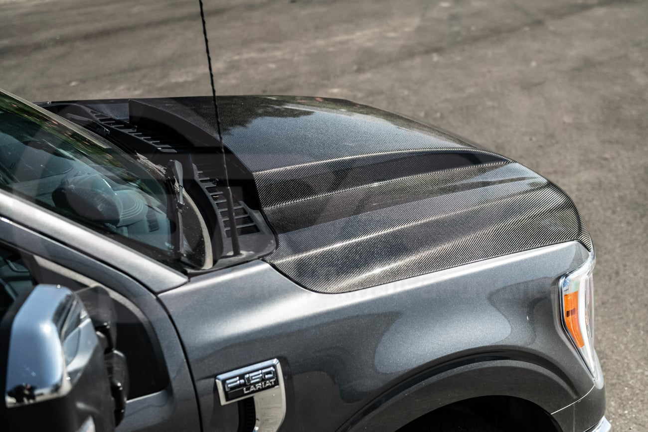 2021-UP FORD F-150 | SDP PERFORMANCE STYLE CARBON FIBER FRONT COWL HOOD