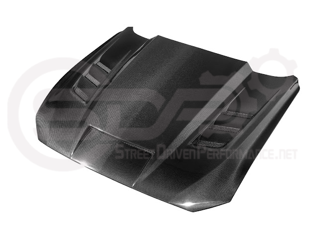 2018-2023 FORD MUSTANG S550 | TERMINATOR STYLE CARBON FIBER FRONT AIR VENTED HOOD