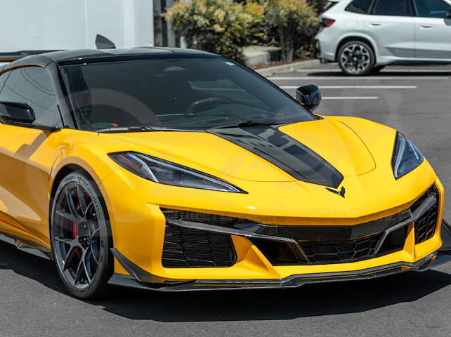 2023-UP CORVETTE C8 Z06 | Z07 EXTENDED PACKAGE CARBON FIBER FRONT LIP SPLITTER & CANARDS GROUND EFFECTS