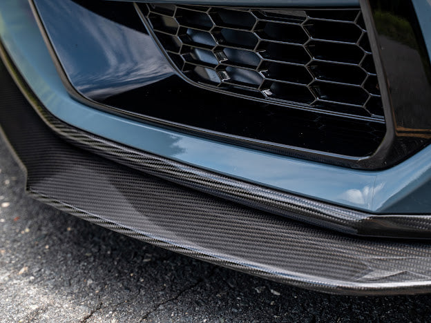 2024-Up Ford Mustang S650 | Dark Horse Factory Style CARBON FIBER Front Bumper Lip Splitter Ground Effects