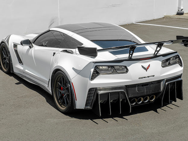 2014-2019 Corvette C7 Performance Track CARBON FIBER Rear Bumper Finned Diffuser