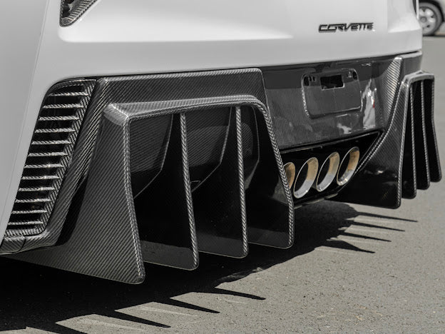 2014-2019 Corvette C7 Performance Track CARBON FIBER Rear Bumper Finned Diffuser