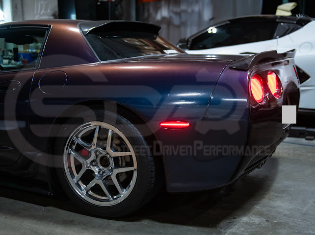 1997-2004 Chevrolet Corvette C5 | Rear Bumper Clear / Red / Black Lens Red LED Side Marker Lights Pair