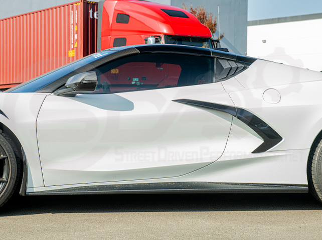 2020-Up Corvette C8 | SDP Performance Style Carbon Fiber Side Quarter Window Louver Sun Shade Cover
