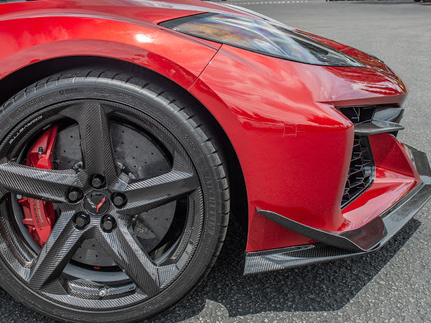 2023+ CHEVROLET CORVETTE C8 Z06 & E-RAY | Z07 PERFORMANCE PACKAGE CARBON FIBER LIP SPLITTER GROUND EFFECTS WITH CANARDS