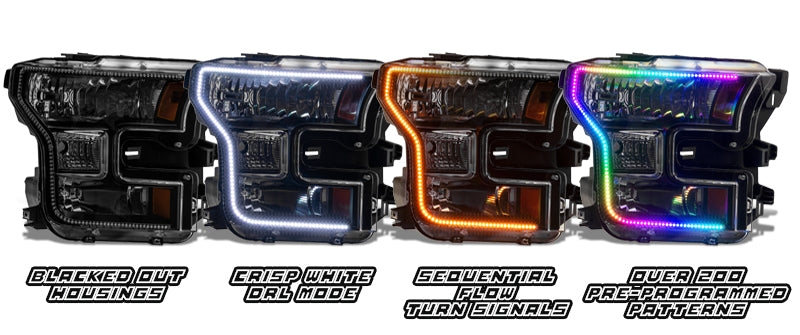 Oracle 15-17 Ford F-150 Dynamic RGB+A Pre-Assembled Headlights Halogen - Blk Edition -